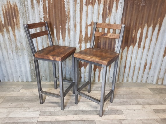 Breakfast bar stools modern-Industrial style, bar stools for poser tables, stools with backs