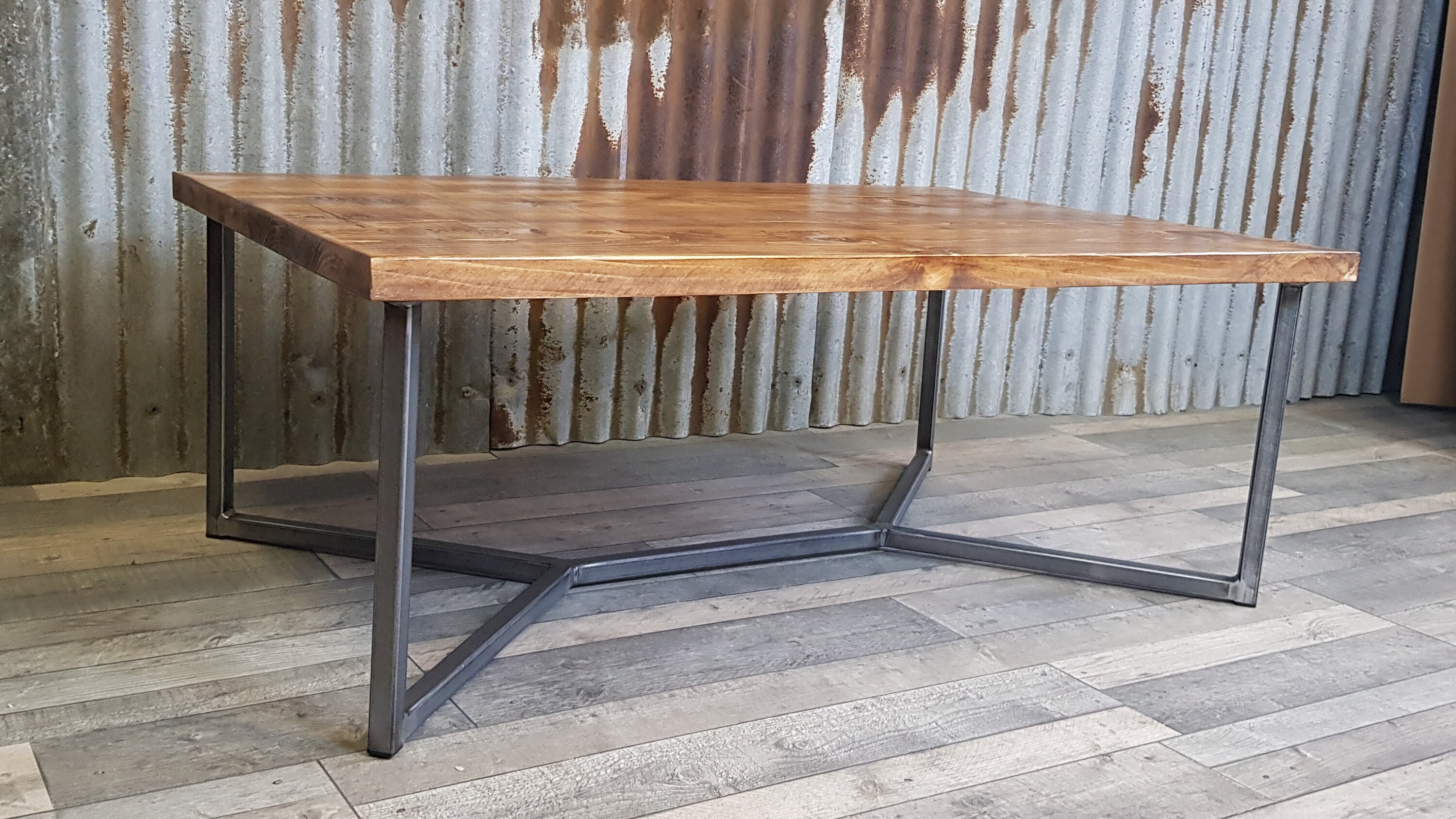 Geometric coffee table, Industrial reclaimed style coffee table, solid wood coffee table