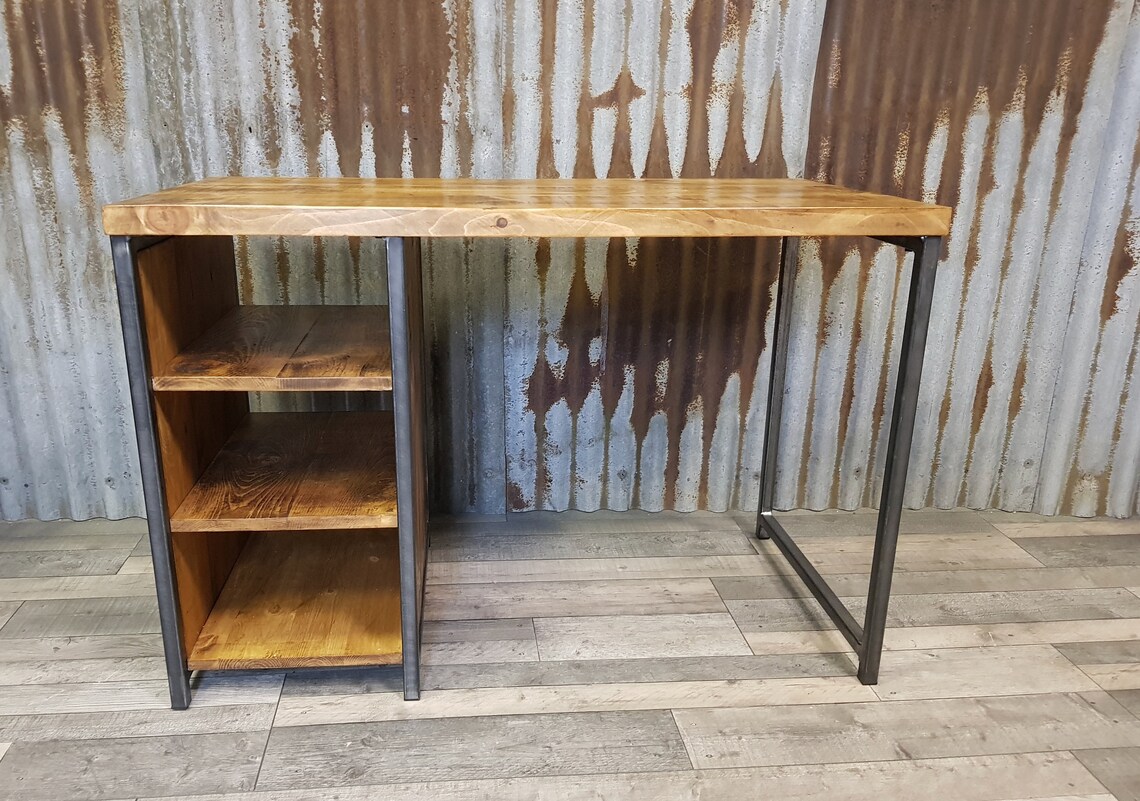 Nuevo Escritorio rústico industrial con almacenamiento | Etsy