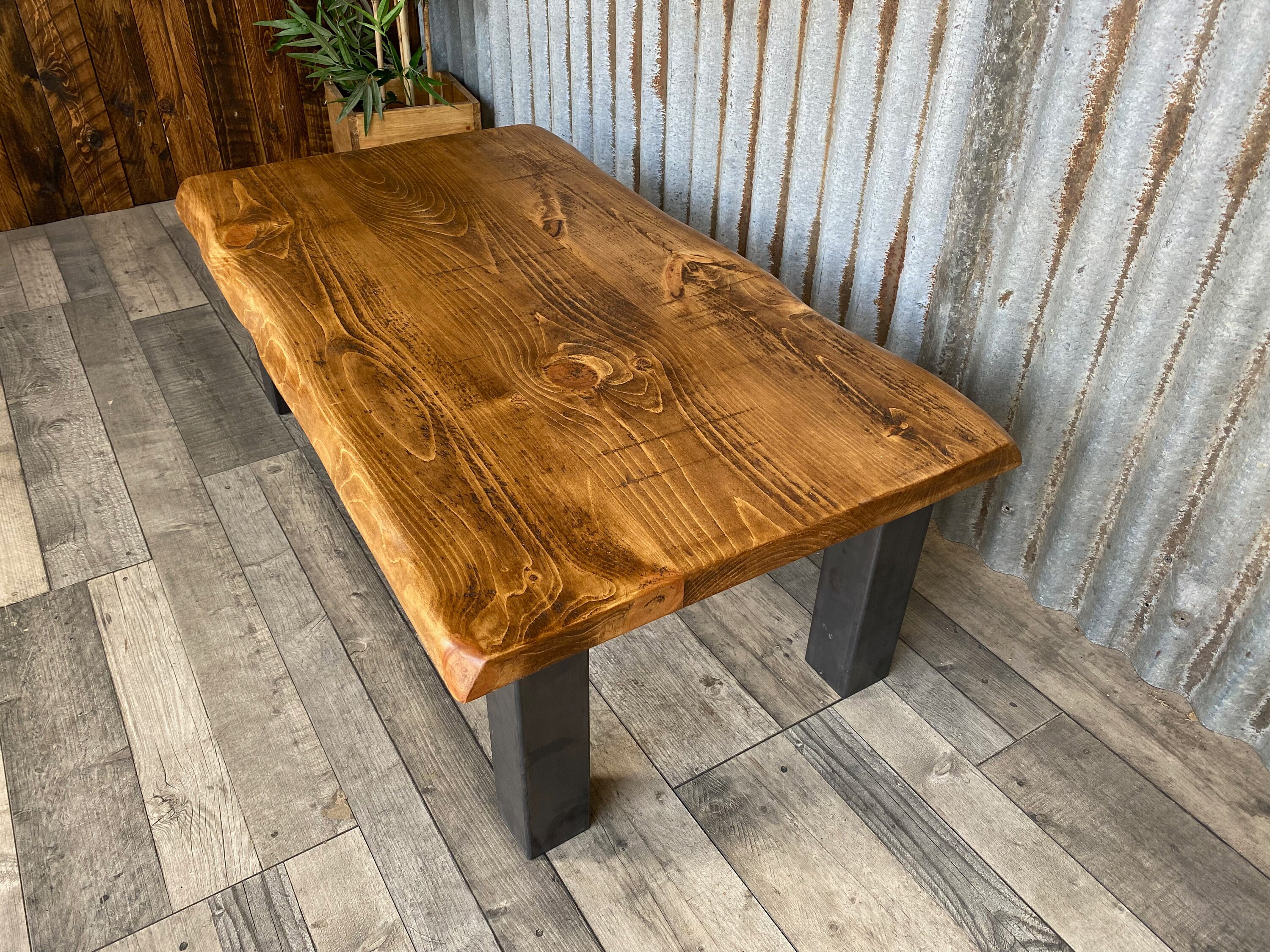 Live Edge Coffee Table Rusticindustrial Inspired With Chunky Etsy UK