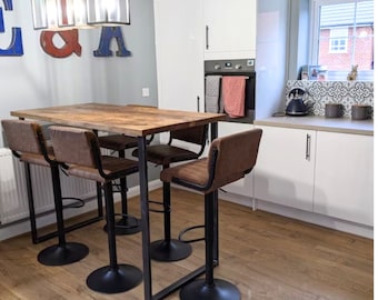 Breakfast bar kitchen table available in a variety of finishes, heights and sizes to create your bespoke table