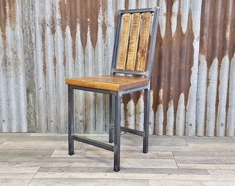 Industrial style dining chair, bespoke dining chairs, wooden chairs, unique handmade dining chairs