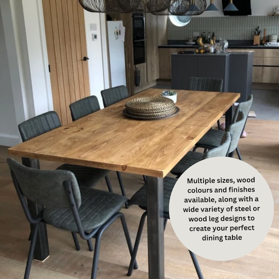 Extending dining table Industrial style with extension storage solution, multiple leg styles and wood finishes to create your bespoke table