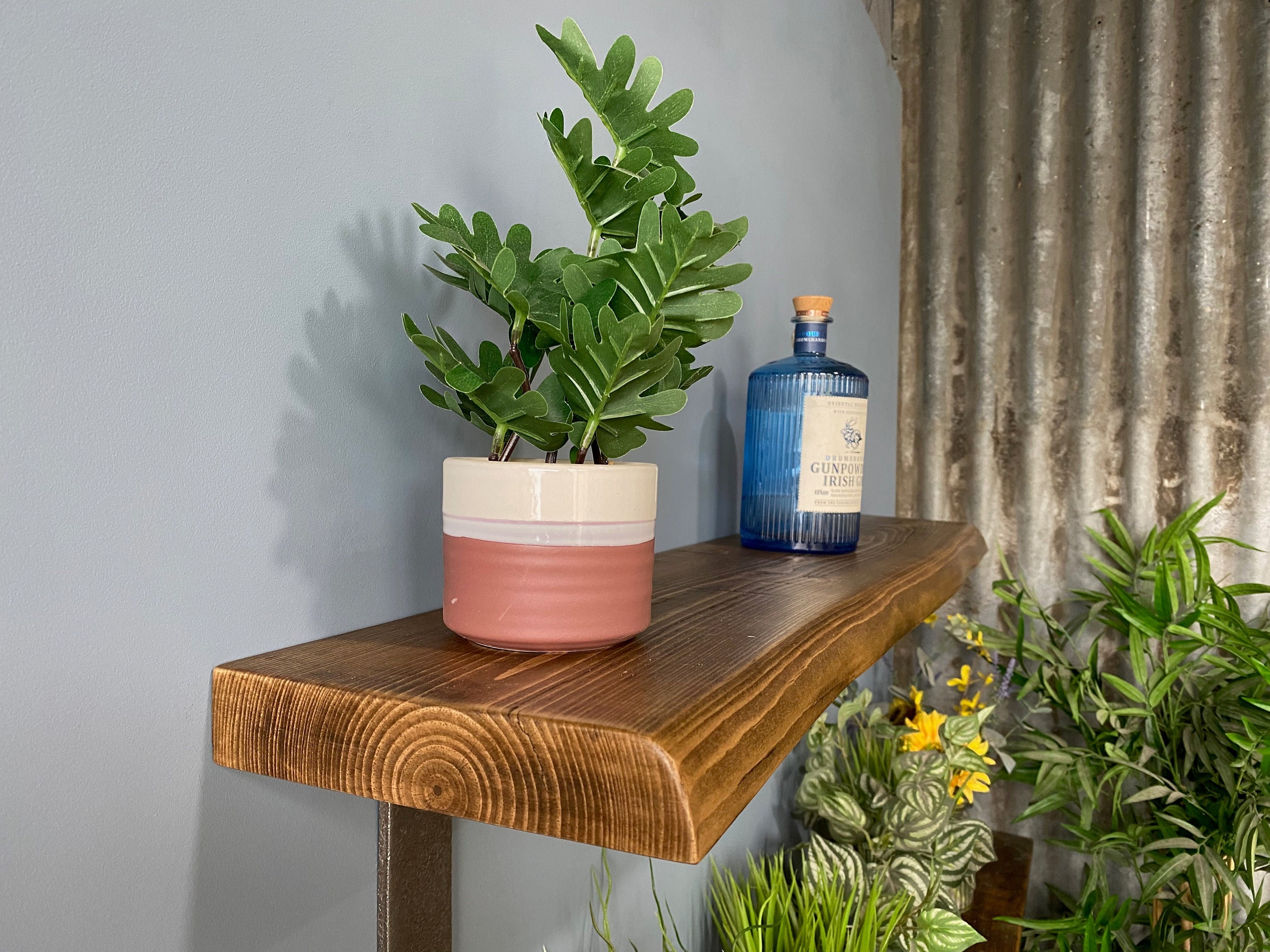 Live edge rustic shelves with brackets, floating shelves, shelf