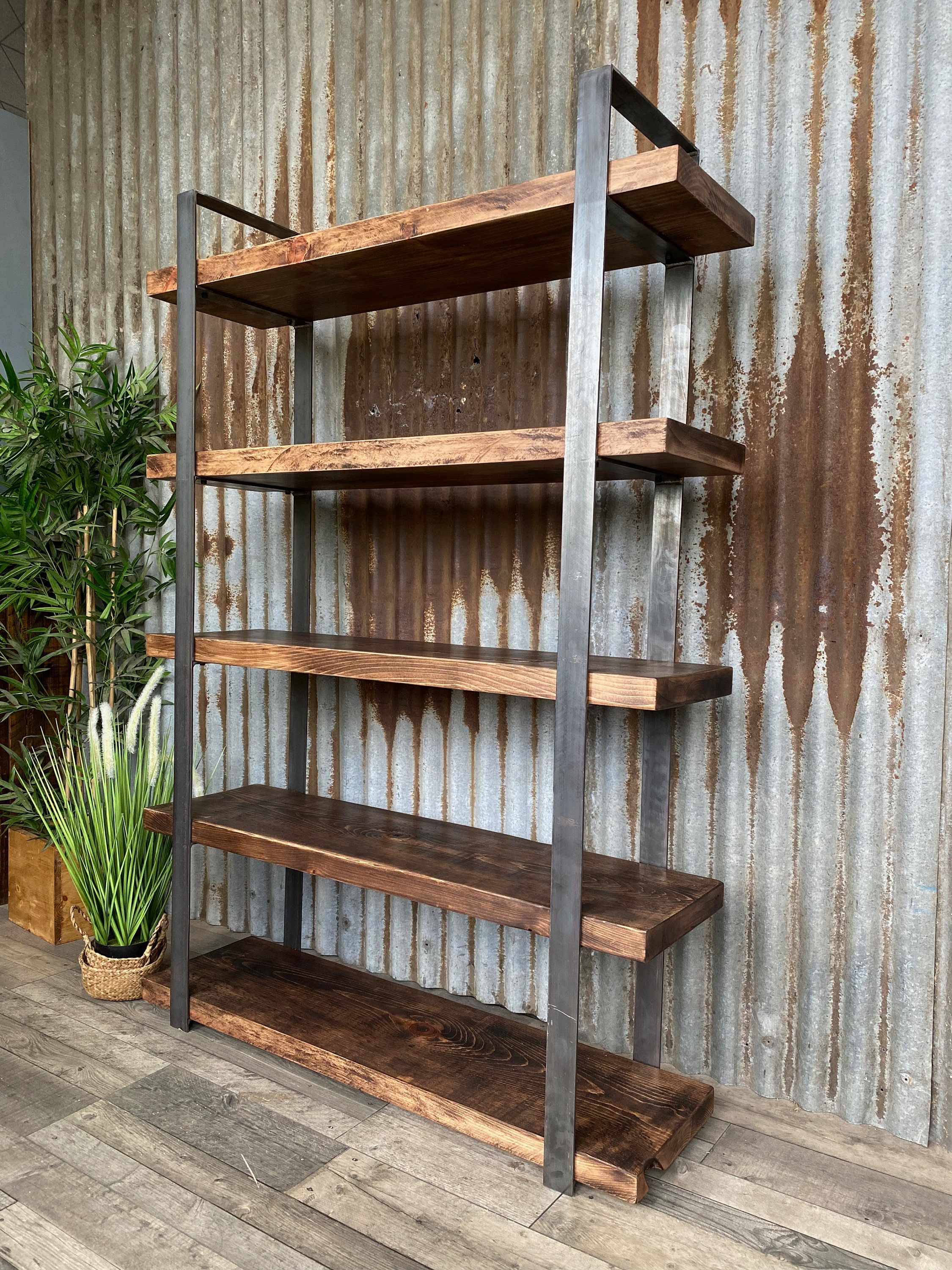 Freestanding shelving unit RusticIndustrial style, freestanding bookshelves, solid wood bookcase
