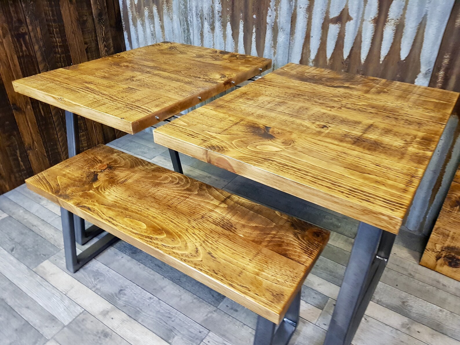 Extending Industrial Style Dining Table With Trapezium Legs Etsy UK