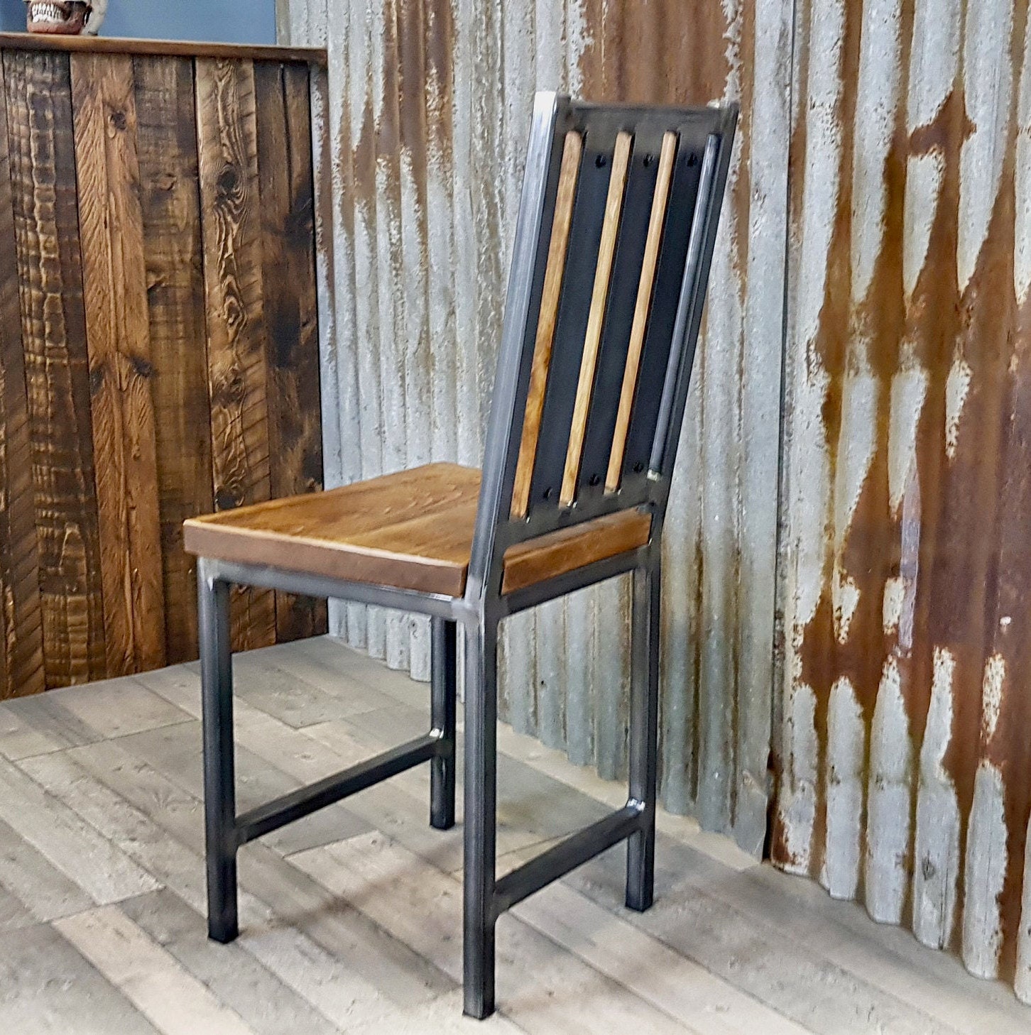 industrial style dining chair, bespoke dining chairs, wooden chairs