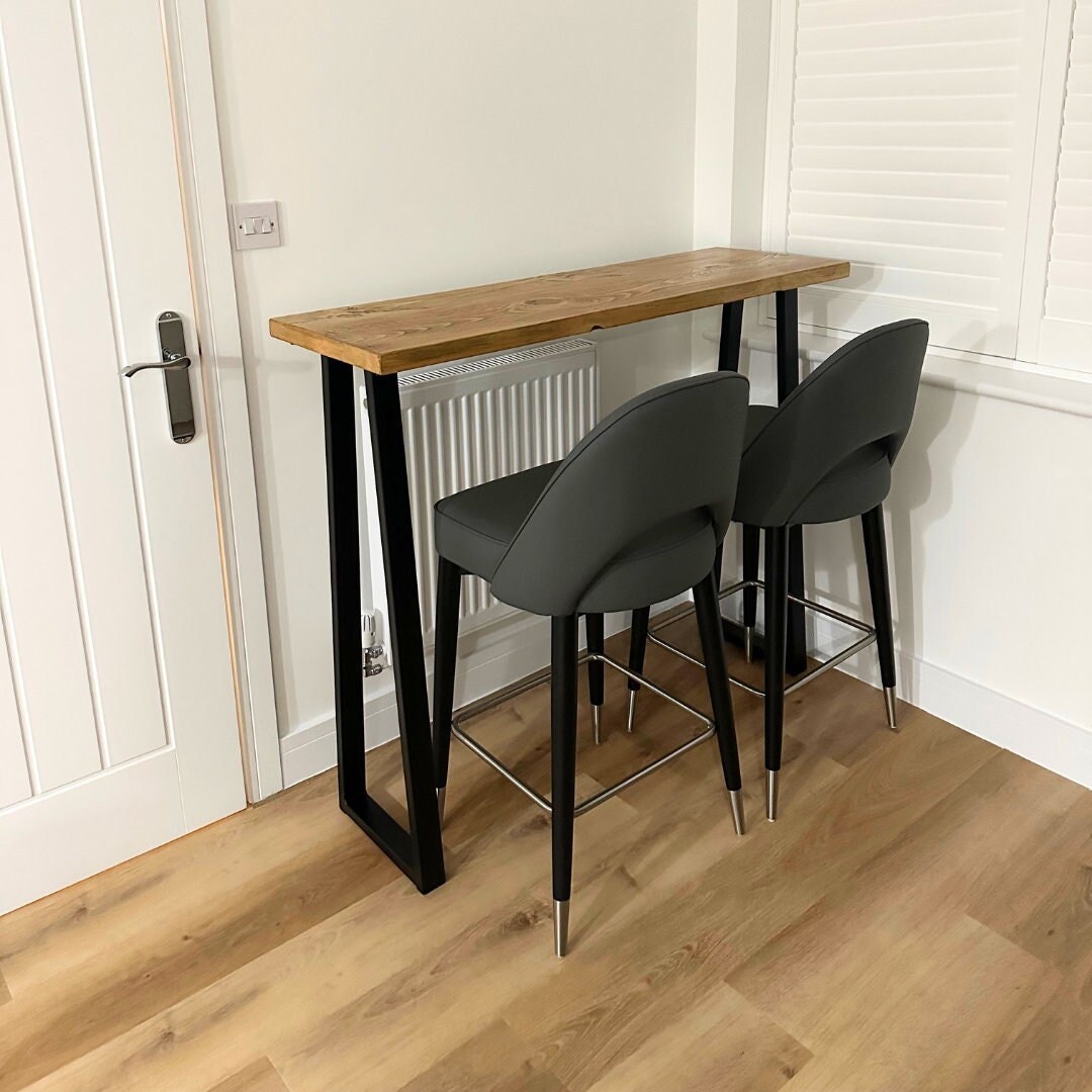 Breakfast Bar Kitchen Table With Trapezium Shaped Legs, Available in a ...
