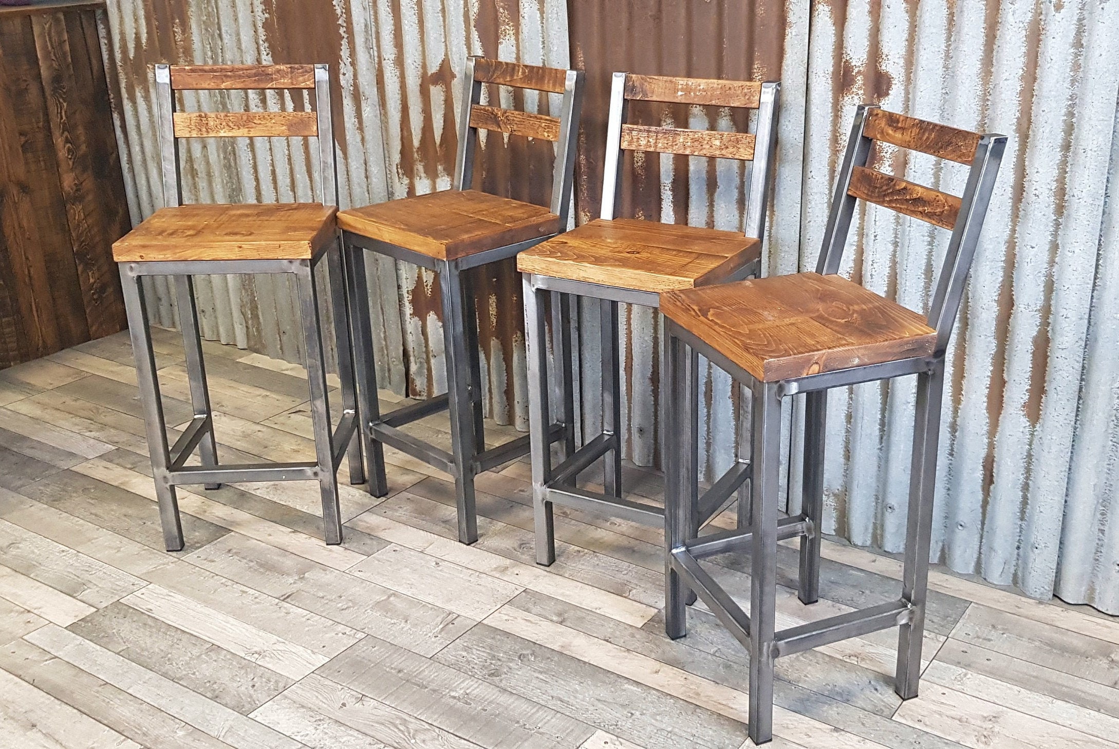 Industrial Style Breakfast Bar With Trapezium Shaped Legs Etsy UK