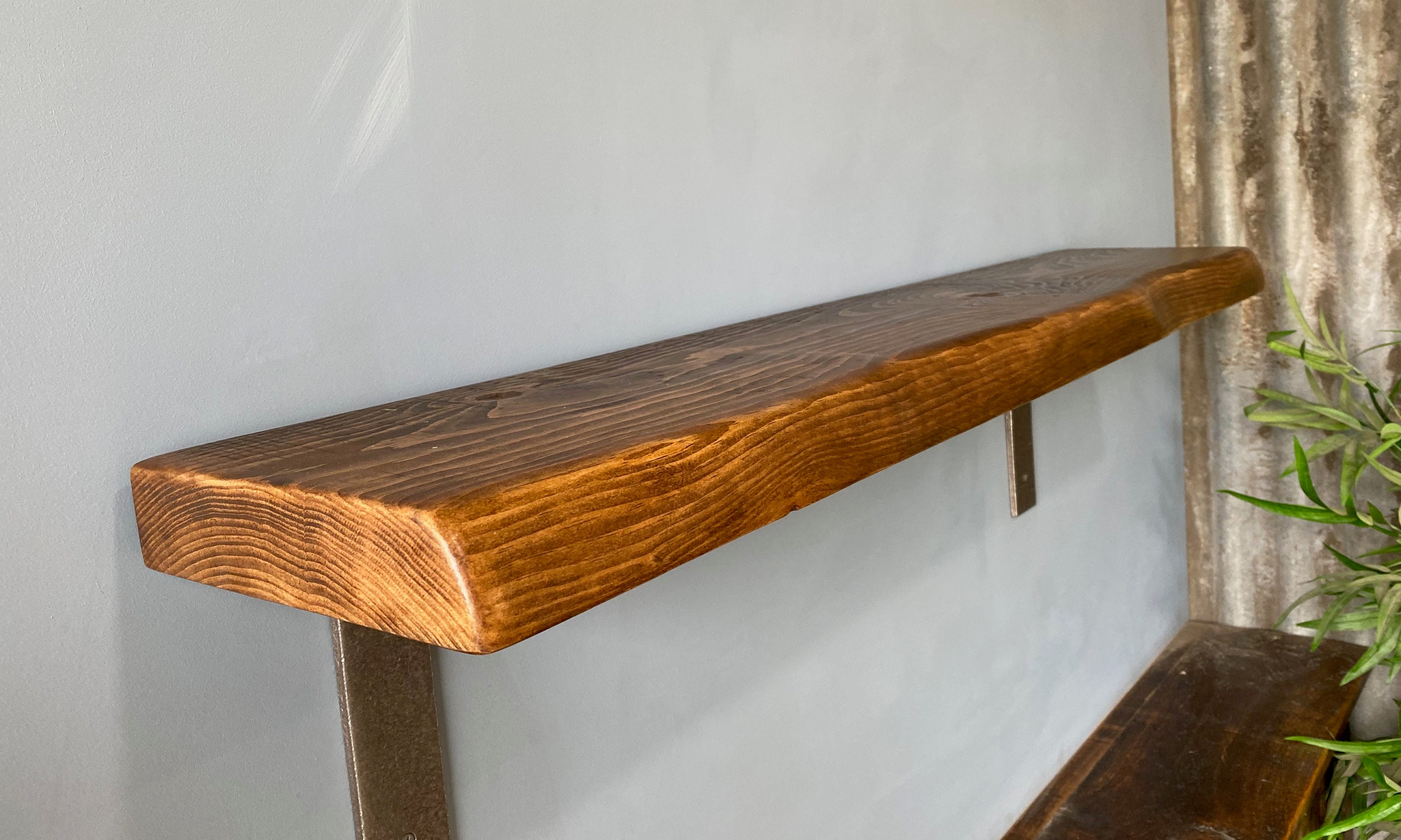 Live edge chunky rustic shelving, floating shelves, shelf brackets