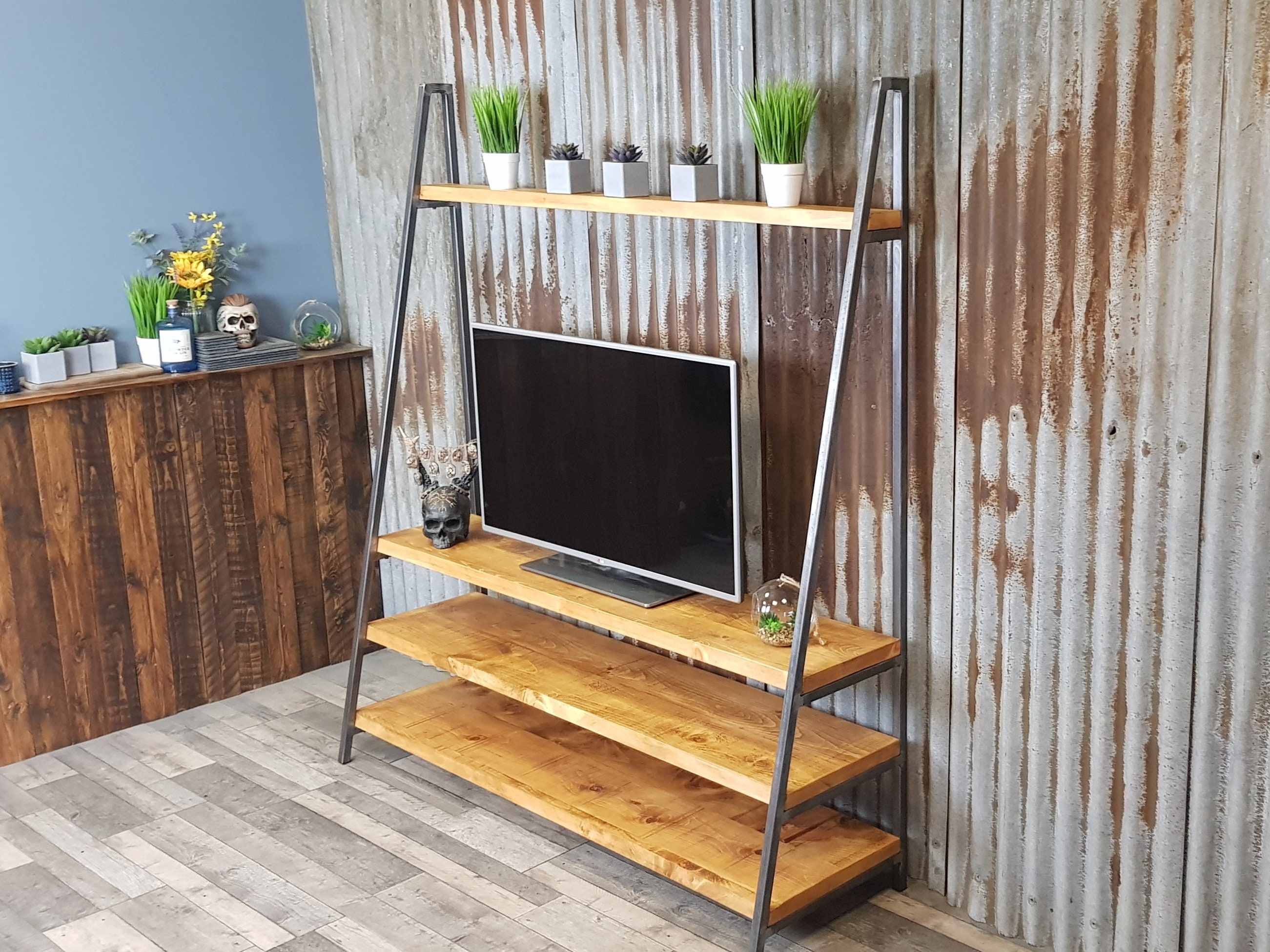 Gothic Industrial Free Standing Shelving Unit, Gothic Inspired Bespoke  Shelving Units, Freestanding Wooden Bookcase 