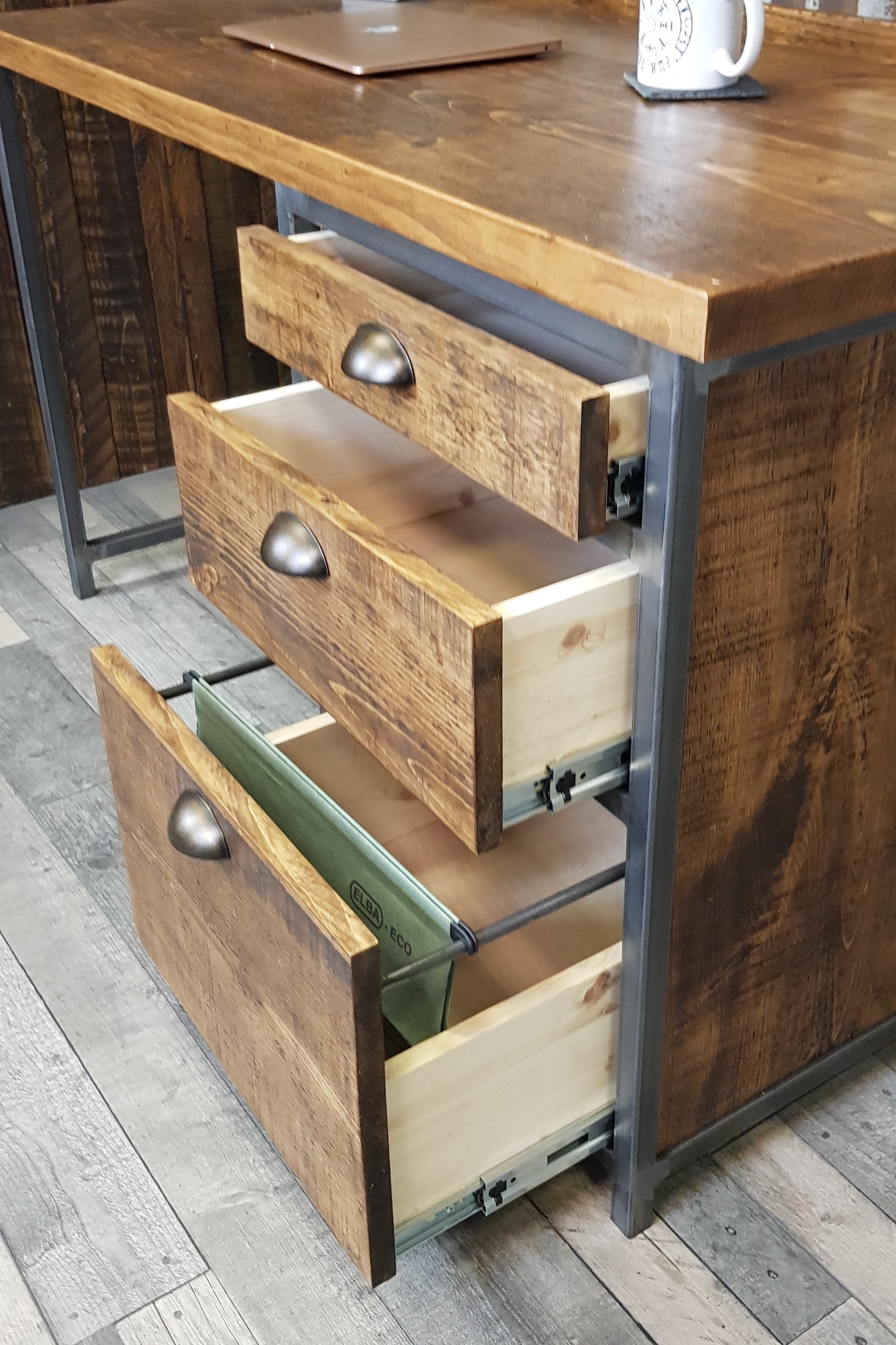 desk with A4 suspension file drawers, pedestal desk with filing drawer