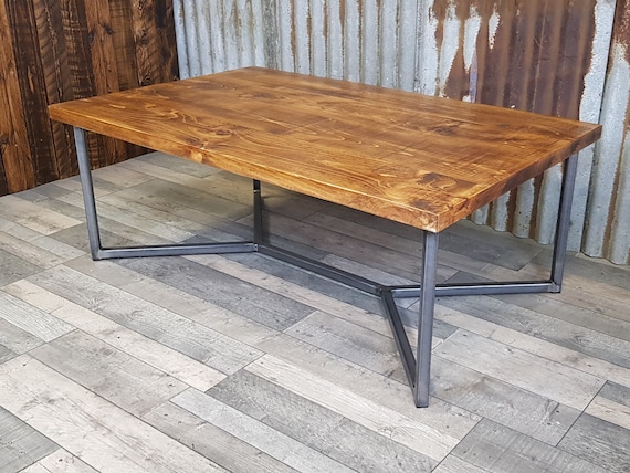 Geometric coffee table, Industrial reclaimed style coffee table, solid wood coffee table, bespoke living room furniture