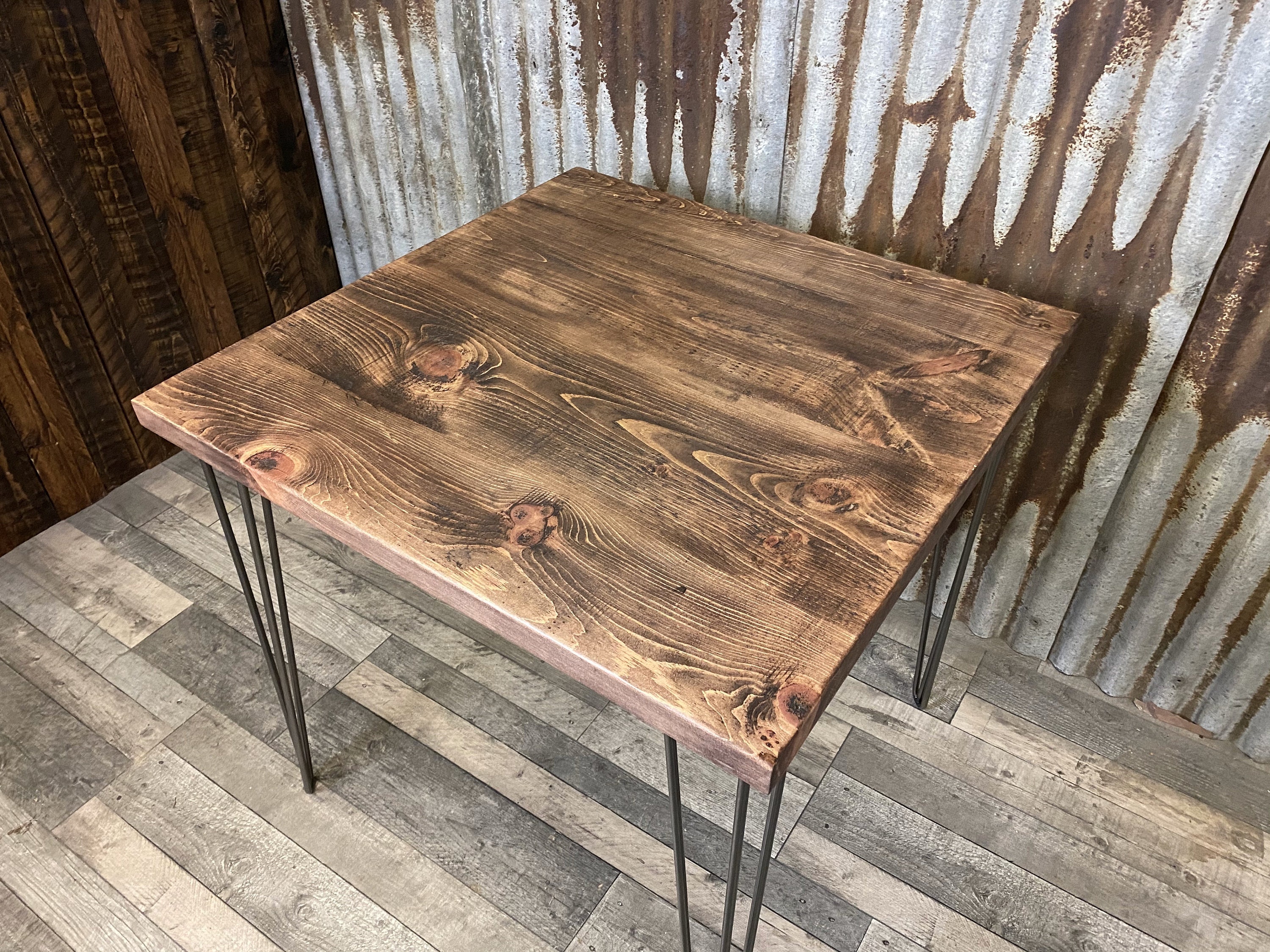 NEW!!! Square Modern Industrial dining table with hairpin legs, hairpin