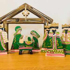 Hand-Painted Wooden Nativity Set