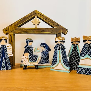 Hand-Painted Wooden Nativity Set