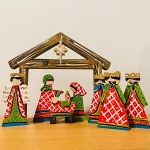 Hand-Painted Wooden Nativity Set