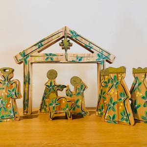 Hand-Painted Wooden Nativity Set