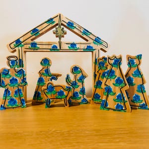 Hand-Painted Wooden Nativity Set