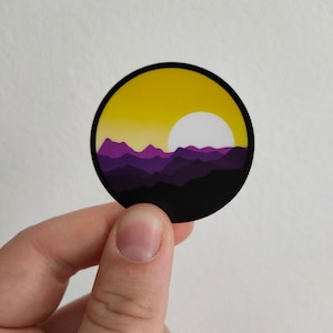 Small Non-binary Pride Landscape - subtle LGBTQ+ Sticker waterproof