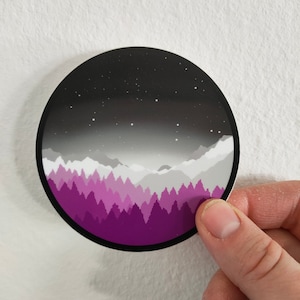 Large Asexual Pride Landscape - subtle LGBTQ+ Sticker waterproof