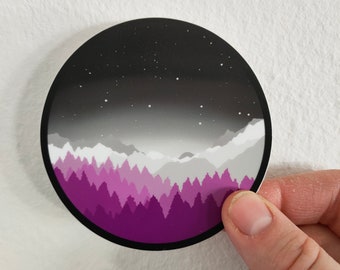 Large Asexual Pride Landscape - subtle LGBTQ+ Sticker waterproof