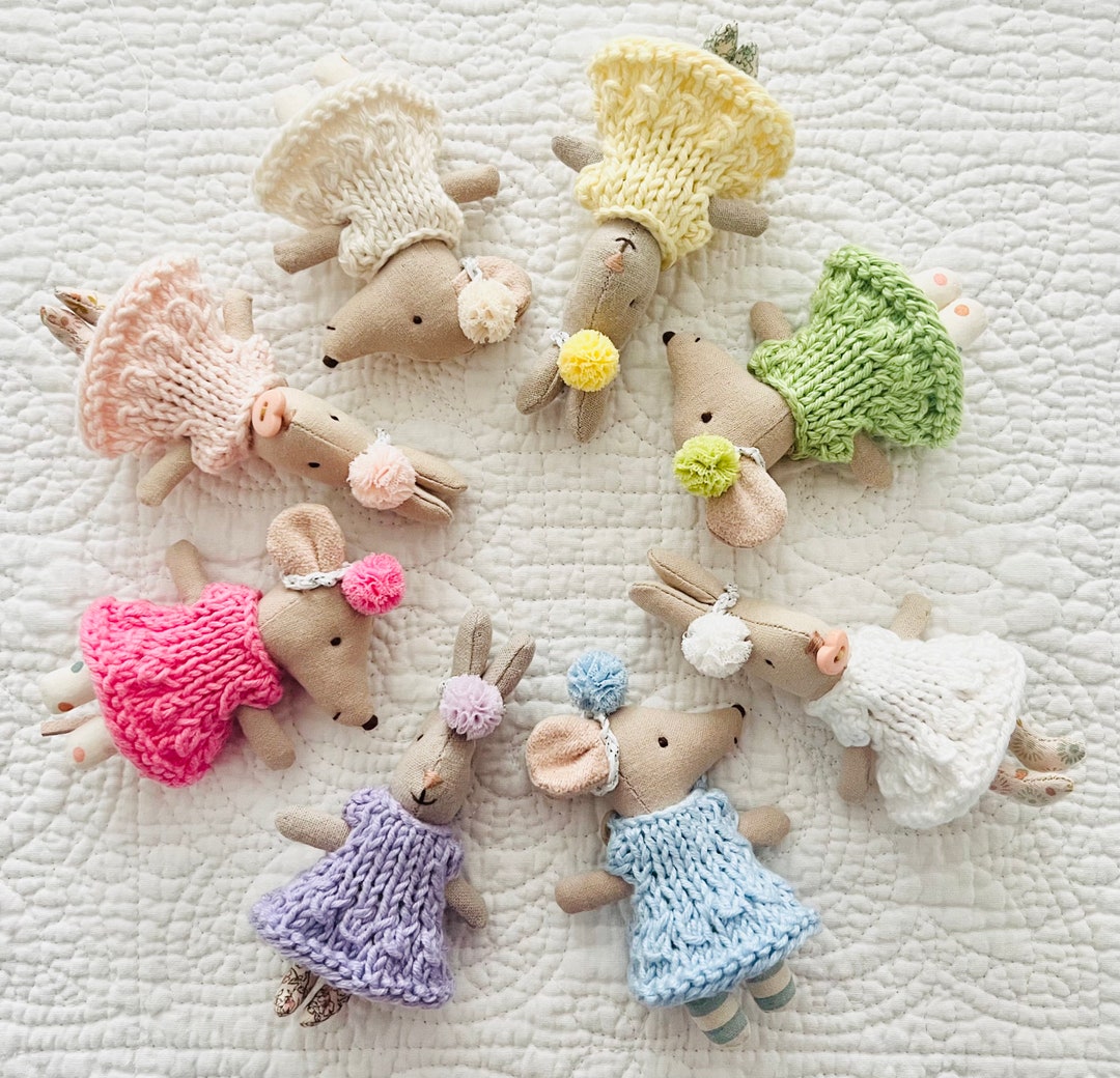 Dress for Maileg 3” Sleepy-wakey Baby Mouse or 4” MY Rabbit. Pompon ...