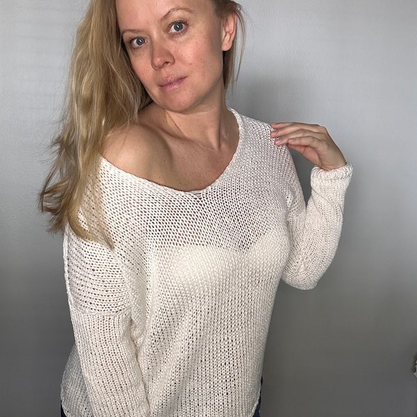 Basicv neck Lyocell sweater sustainable wear white women wrap