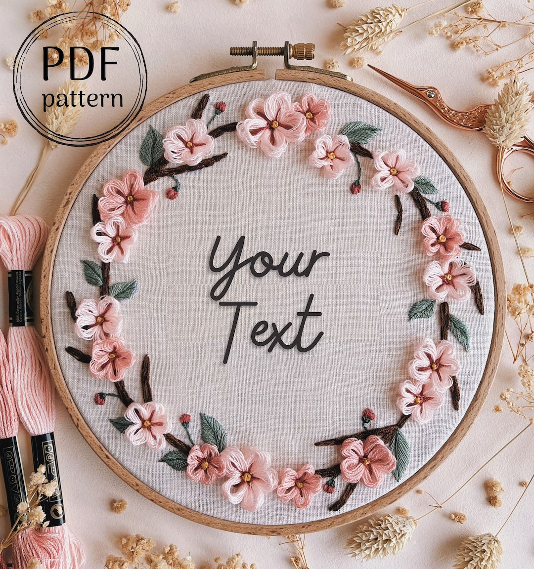 Personalised Baby Name Sign for Nursery, Cherry Blossom March Birth