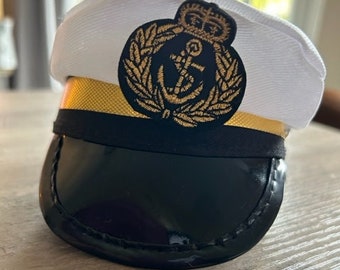 Sailor Dog Hat, Navy Captain Cap, Padded Pet Costume, Small Dog Accessory