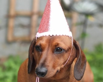 Pink Glitter hat for pets , Snug adjustable fit and personalisation option