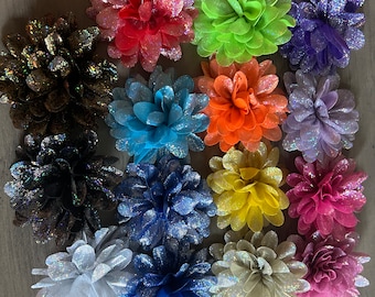 FLORAL METALLIC petal flower slide on collar accessory (7cm) for dogs/cats/puppies and kittens