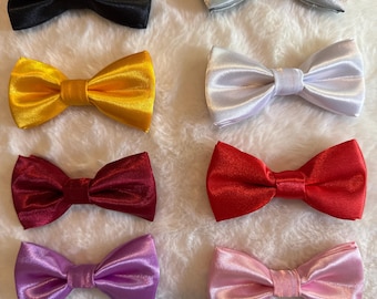 SATIN BOW TIES (handmade) slide onto collar made with beautiful firm satin and ribbon for pets
