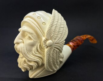 Block Meerschaum geschnitzte Pfeife, handgemachte Pfeife, Pfeife, Kunstwerk Pfeife