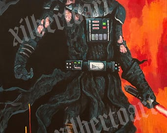 Battle at Mustafar original painting on a 24x12  canvas