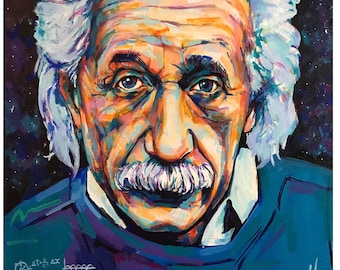 Cosmic Einstein  18x12 poster print original abstract art by Xilberto