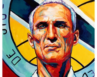 Helio Gracie abstract painting BJJ 18x12 poster print original art by Xilberto