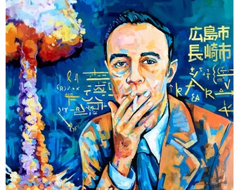 Dr. Robert Oppenheimer 18x12 poster print original abstract art by Xilberto