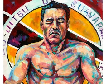Rickson Gracie abstract painting BJJ 18x12 poster print original art by Xilberto