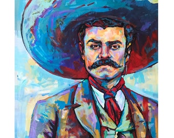 Emiliano Zapata print 18x12 inches paper print on card stock Mexican art by Xilberto