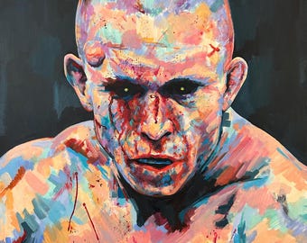 George St Pierre portrait original painting on a 28x22 canvas