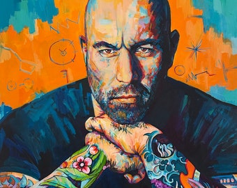 Joe Rogan JRE portrait abstract realism original painting on a 30x24 inch canvas