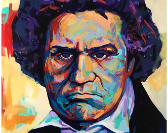 Beethoven 18x12 poster print signed and packaged by artist Xilberto