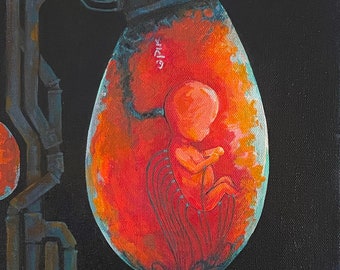 The matrix Born Into Bondage original painting on a 20x10 thick edge canvas