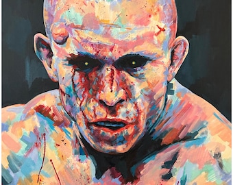George St Pierre MMA Portrait 18x12 poster print original art by Xilberto