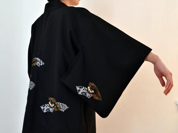 kimono cardigan, Kimono jacket, Black kimono, hand