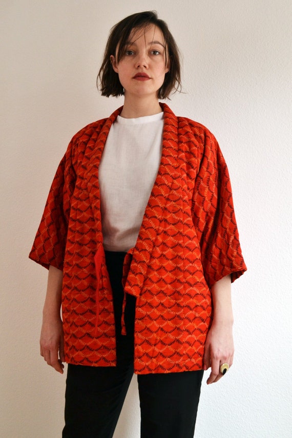 kimono cardigan, Kimono jacket, orange kimono, viv