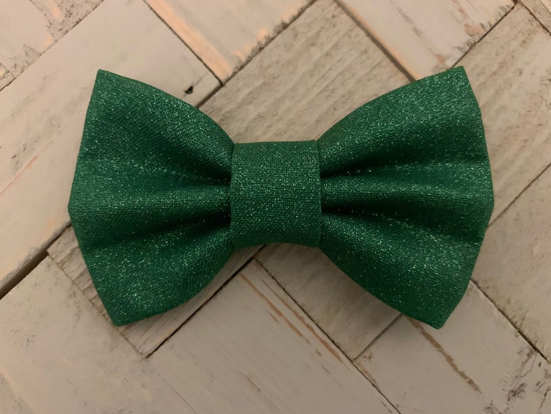 Lucky Pet Bow Tie Green Glitter Shamrock Clover St Patricks Day handmade collar accessories image 4