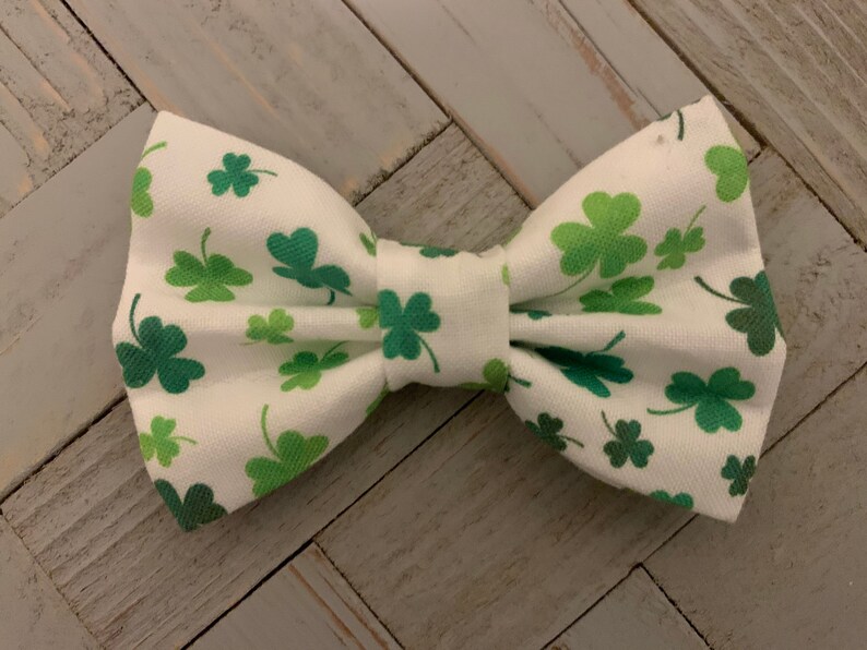 Lucky Pet Bow Tie Green Glitter Shamrock Clover St Patricks Day handmade collar accessories image 5