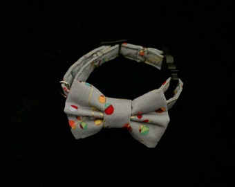 Grey Christmas 2022 Pet Bow Tie Cat Collar